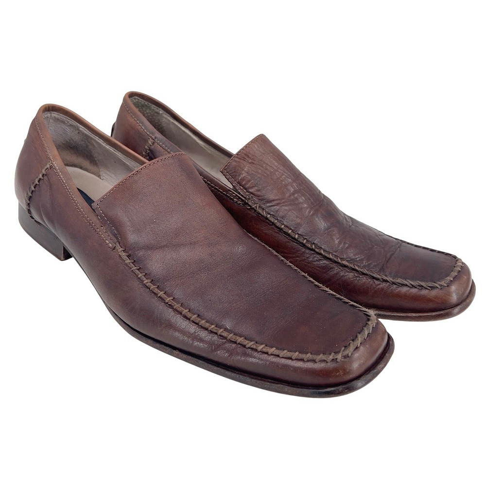 Perfect Step Mens Loafer Brown Leather Whipstitch Made in Italy‎ 12